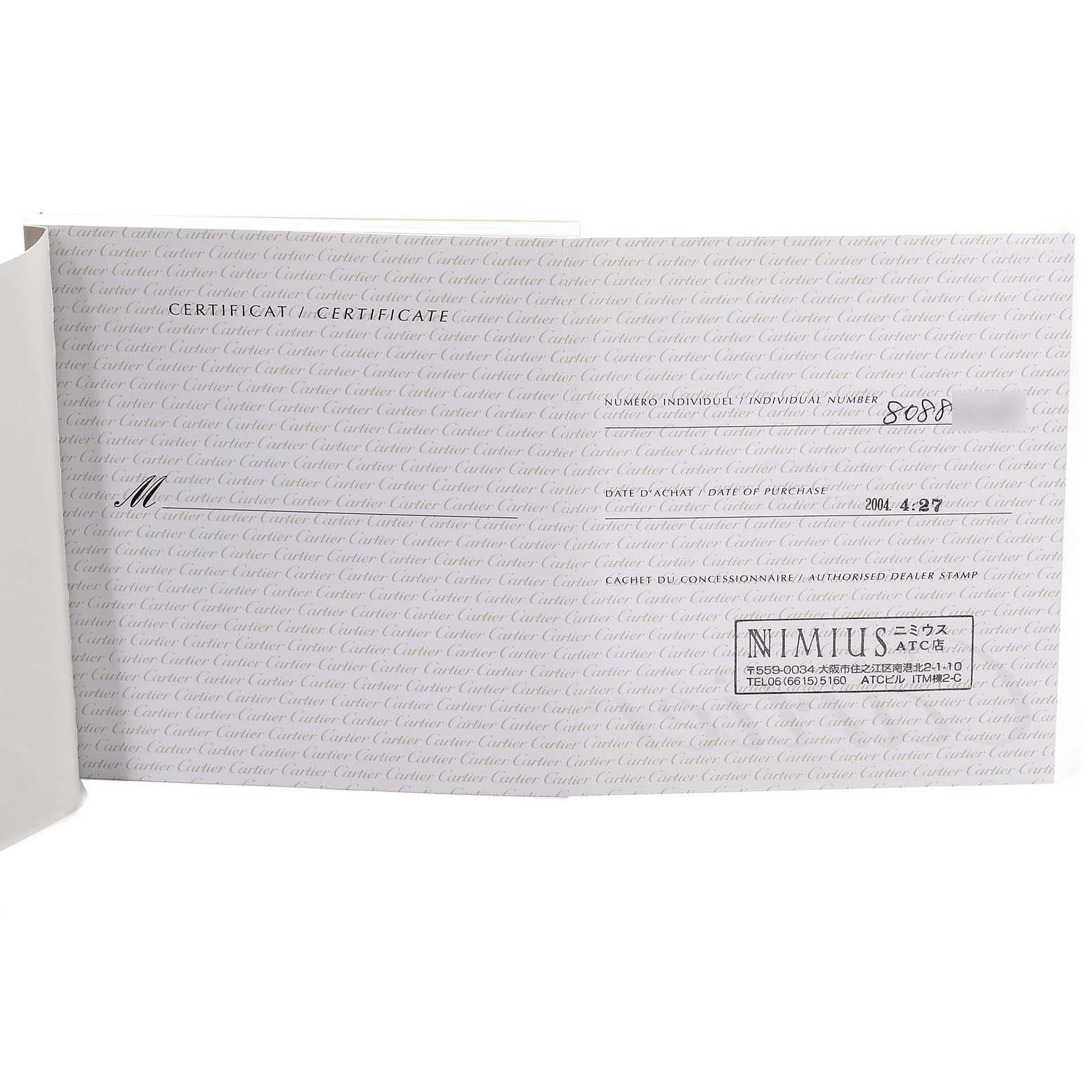 Cartier Pasha C Big Date Midsize Stahl-Herrenuhr mit weißem Zifferblatt W31055M7, Schachtelpapier im Angebot 7