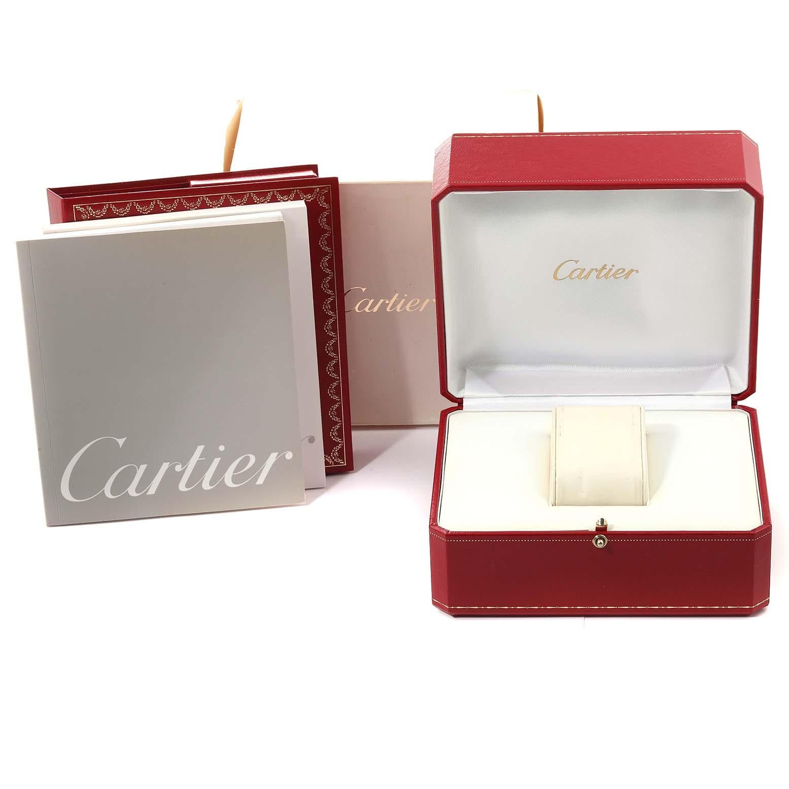 Cartier Pasha C Big Date Midsize Stahl-Herrenuhr mit weißem Zifferblatt W31055M7, Schachtelpapier im Angebot 3