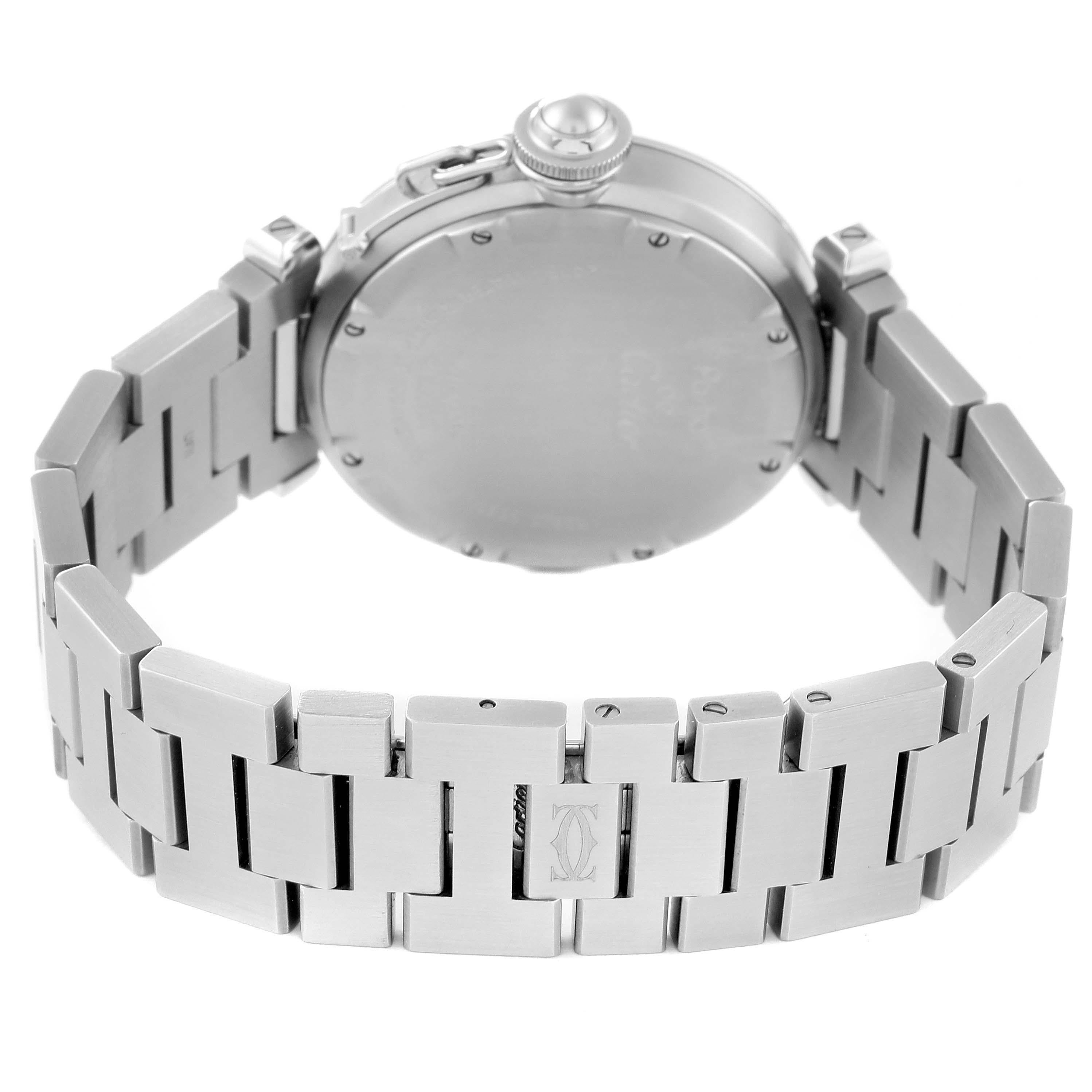 Cartier Pasha C Big Date Midsize Steel White Dial Mens Watch W31055M7 For Sale 3