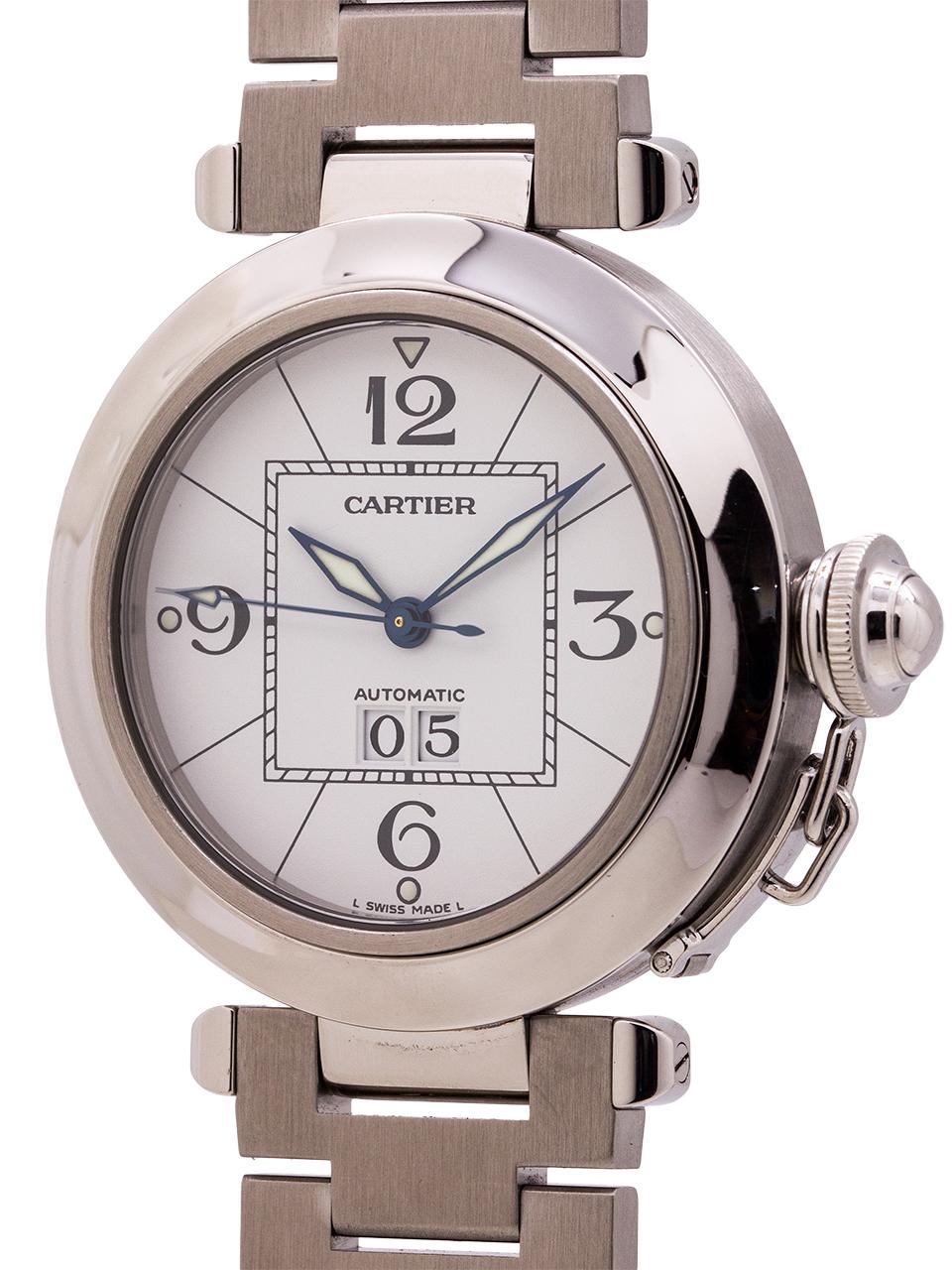 Cartier Pasha C “Big Date” Stainless Steel Automatic Watch, circa 2000s In Excellent Condition For Sale In West Hollywood, CA