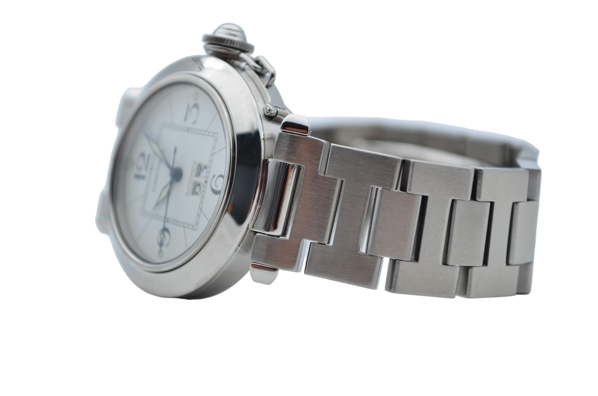 Cartier Pasha C Big Date White Dial Stainless Steel Automatic Ref: 2475 In Excellent Condition In București, București