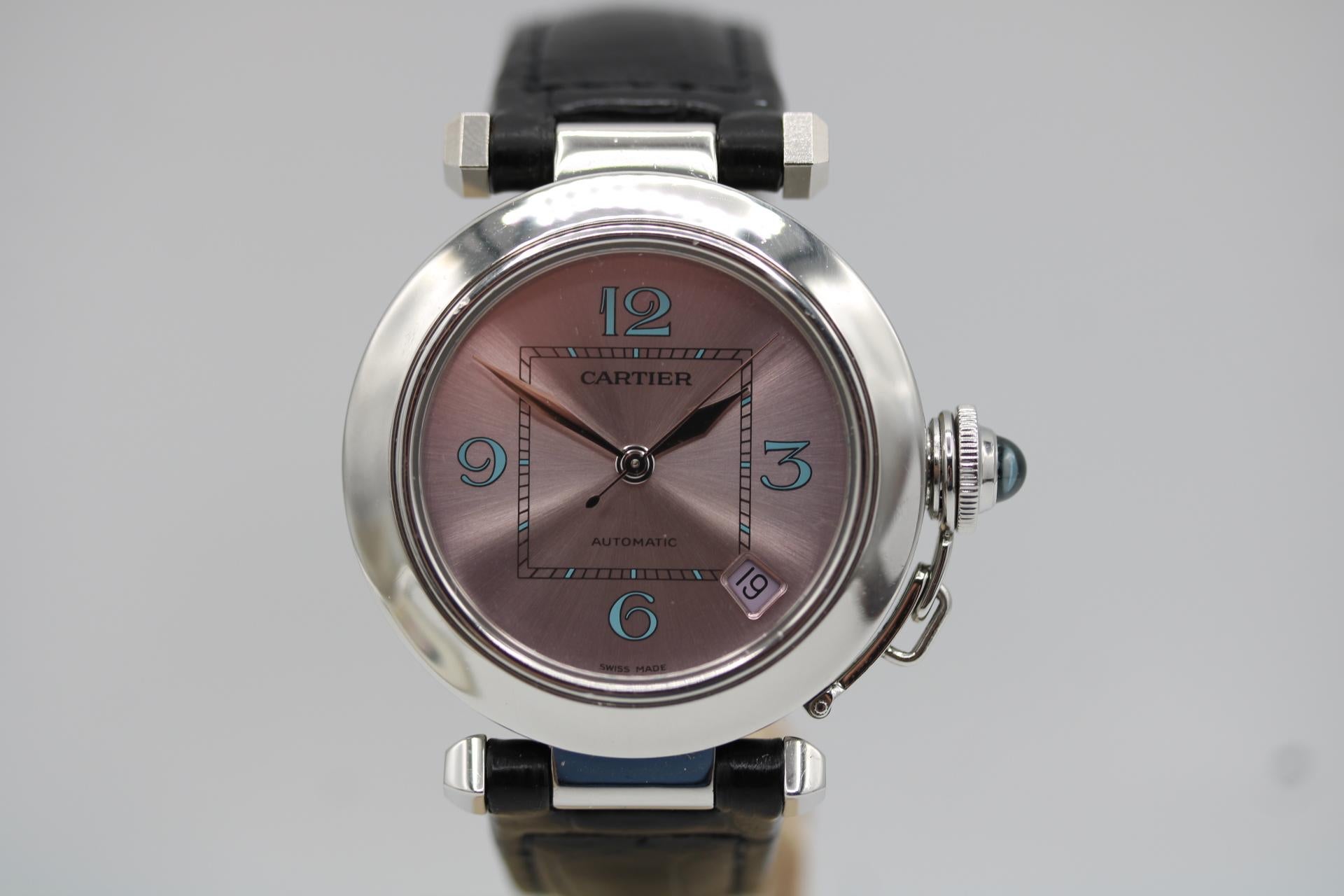 Cartier Pasha C Date W3108199 – Limited Edition with Pink Blue Dial  Automatic In Excellent Condition In London, GB