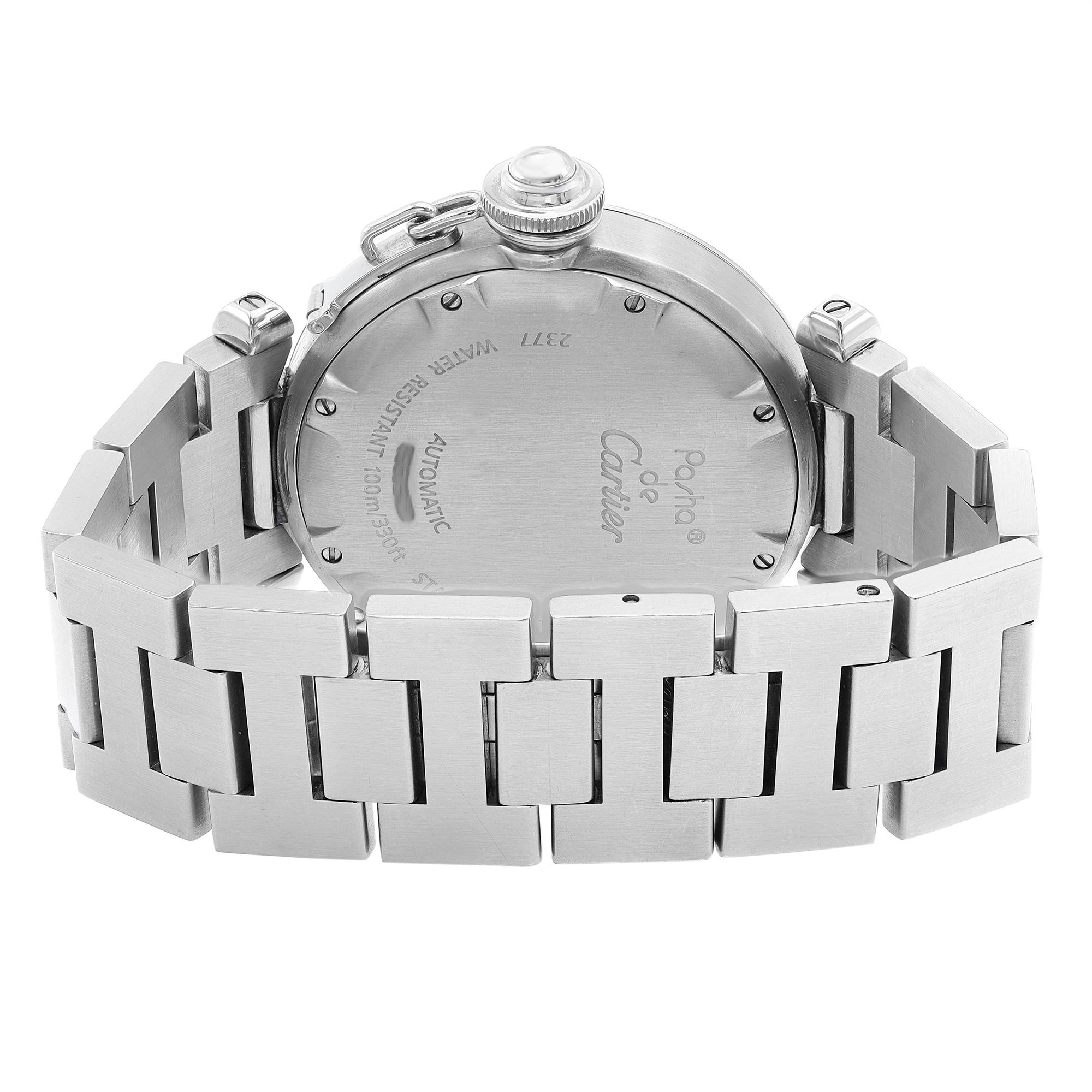Cartier Pasha C GMT Steel Silver Dial Automatic Unisex Watch W31029M7 1