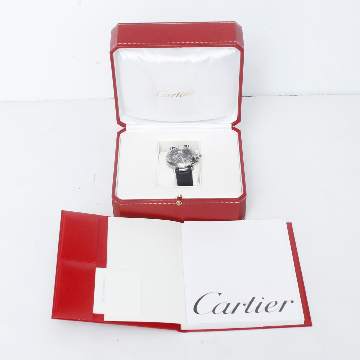 Cartier Pasha C Damen Limited Edition Winterblumen-Stahluhr W3109699 im Angebot 3