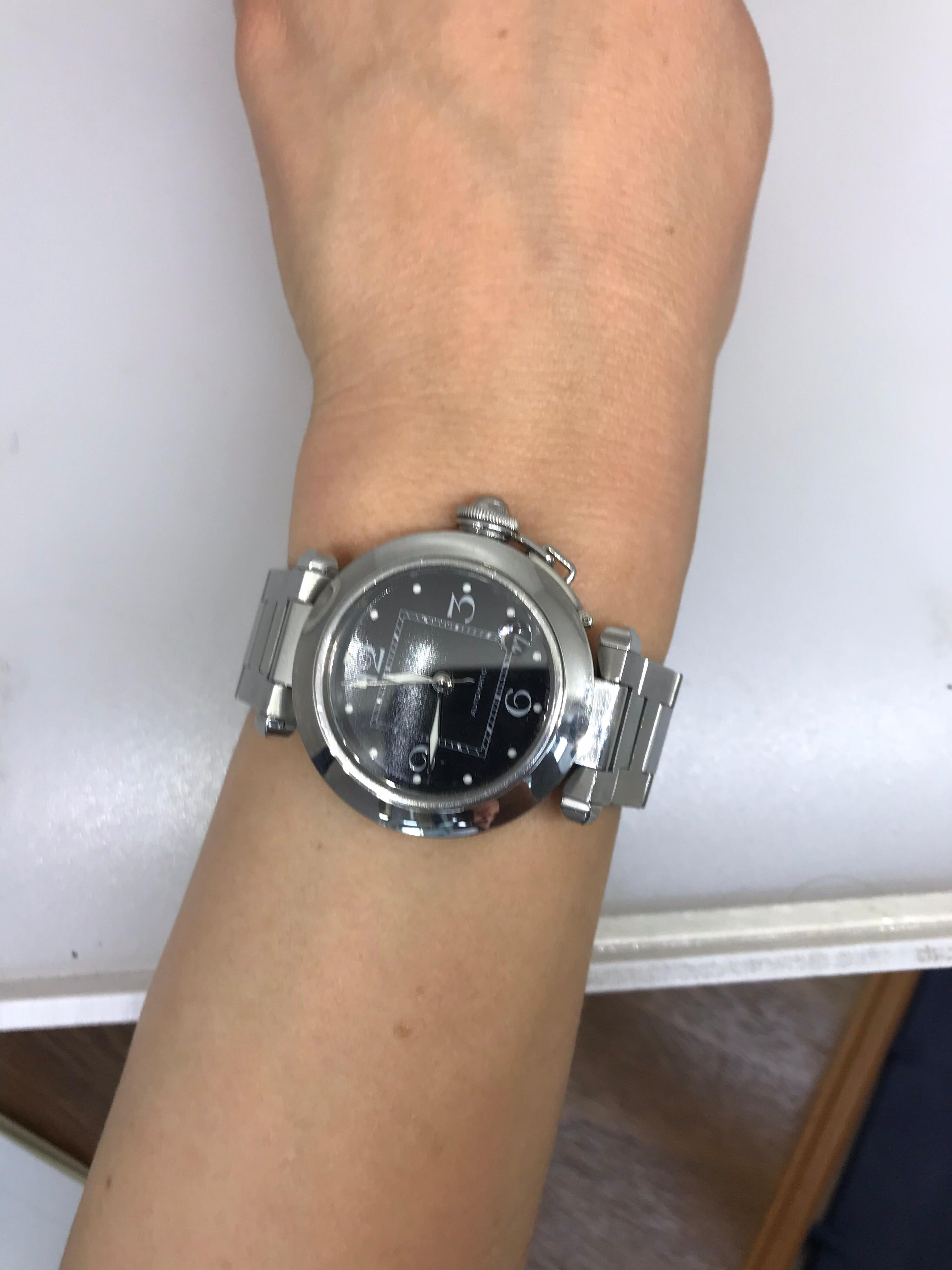 Cartier Pasha C Medium Black Dial Automatic Men's Watch W31053M7 For Sale 6