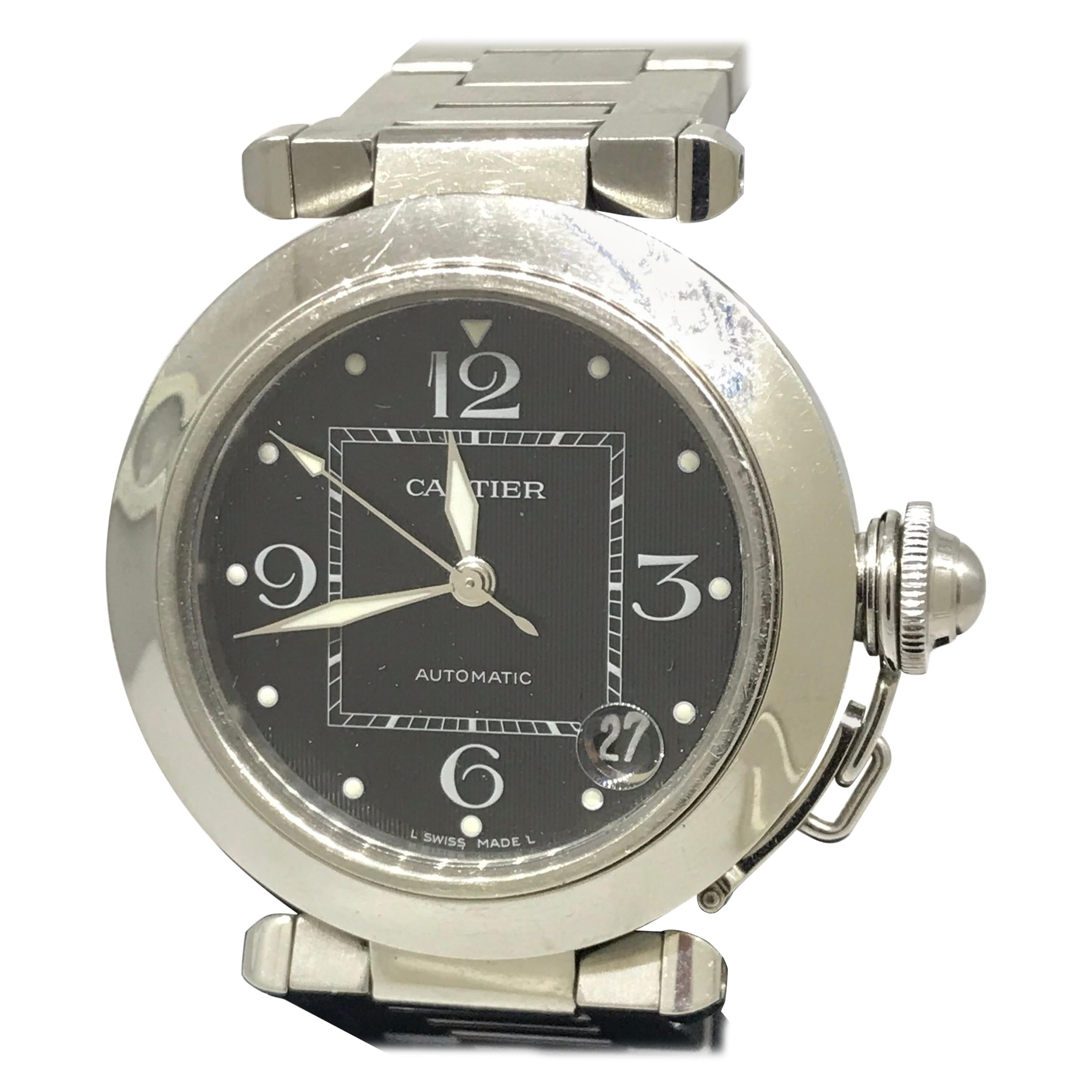 Cartier Pasha C Medium Black Dial Automatic Men's Watch W31053M7 For Sale