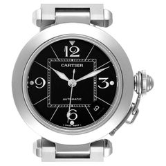 Cartier Pasha C Medium Black Dial Steel Ladies Watch W31076M7