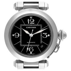 Cartier Pasha C Medium Black Dial Steel Ladies Watch W31076M7