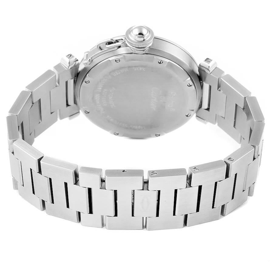 Cartier Pasha C Midsize Big Date Steel Watch White Dial W31055M7 Box Papers For Sale 3