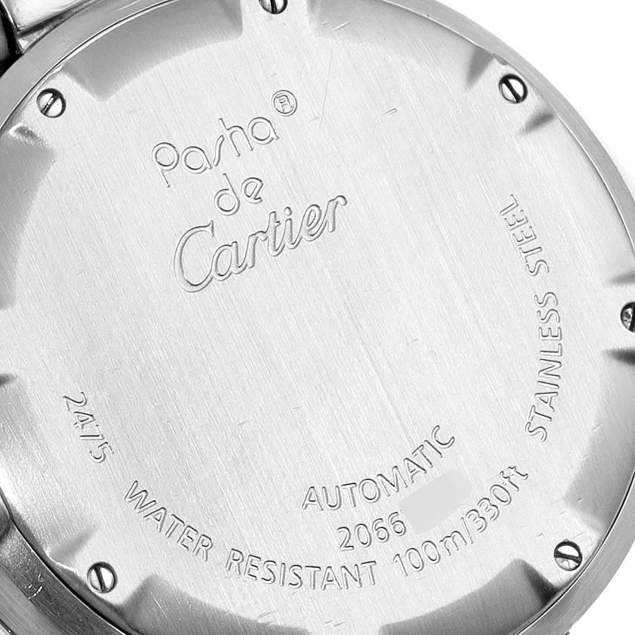Cartier Pasha C Midsize Big Date Steel White Dial Watch W31055M7 In Excellent Condition In Atlanta, GA