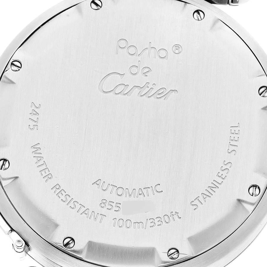 Cartier Pasha C Midsize Big Date White Dial Steel Mens Watch W31044M7 1
