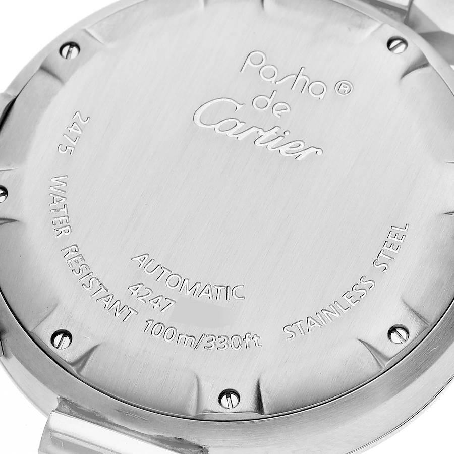 Cartier Pasha C Midsize Big Date White Dial Steel Mens Watch W31044M7 In Excellent Condition In Atlanta, GA