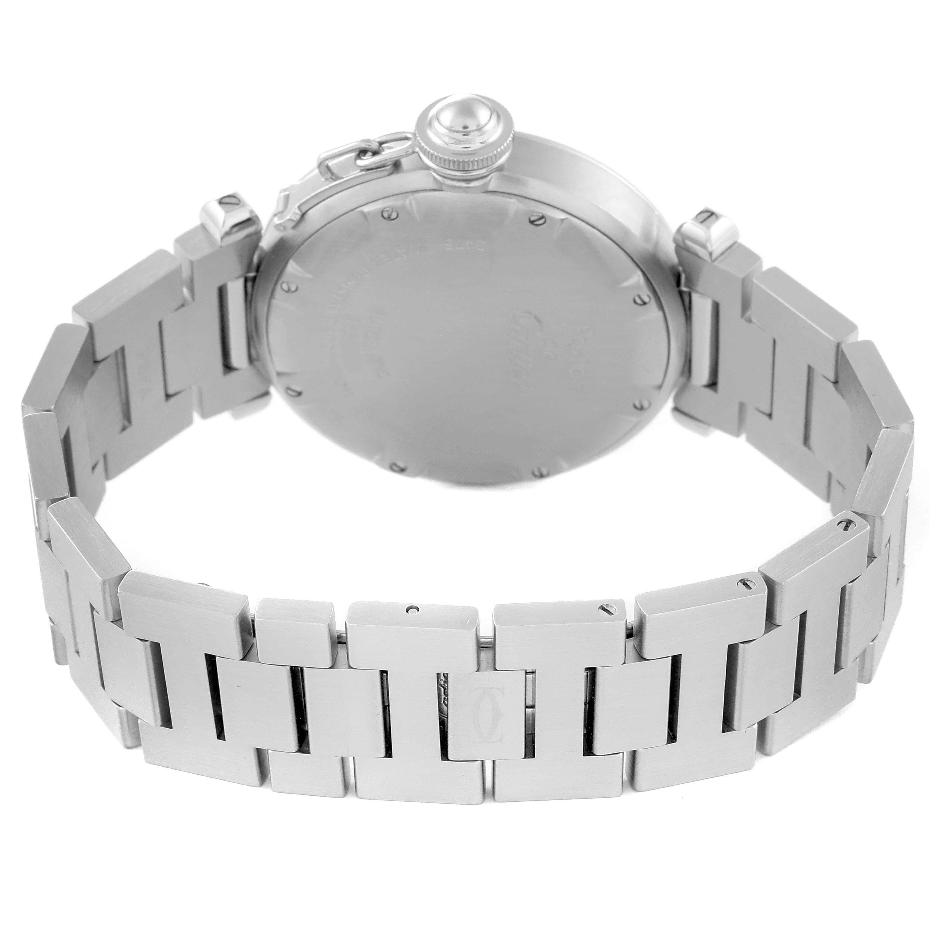 Cartier Pasha C Midsize Big Date White Dial Steel Mens Watch W31044M7 For Sale 3