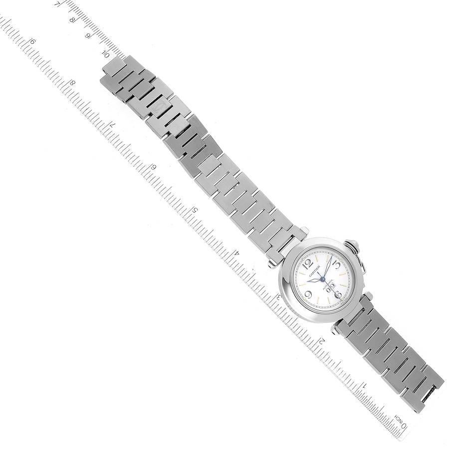 Cartier Pasha C Midsize Big Date White Dial Steel Mens Watch W31044M7 3