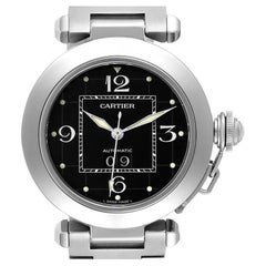 Cartier Pasha C Midsize Black Dial Automatic Ladies Watch W31053M7 Box Papers