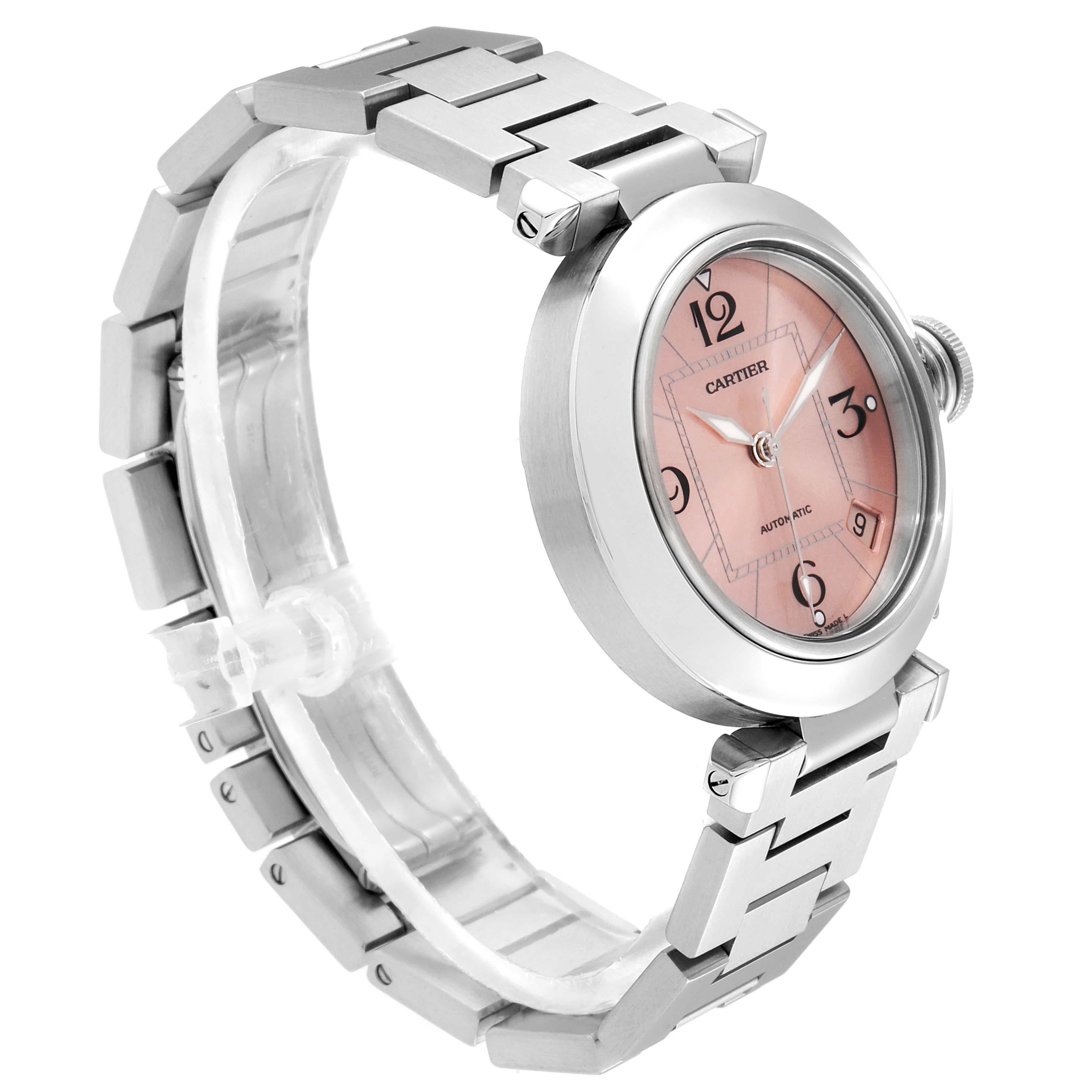 Cartier Pasha C Midsize Pink Dial Automatic Ladies Watch W31075M7 Box In Excellent Condition In Atlanta, GA