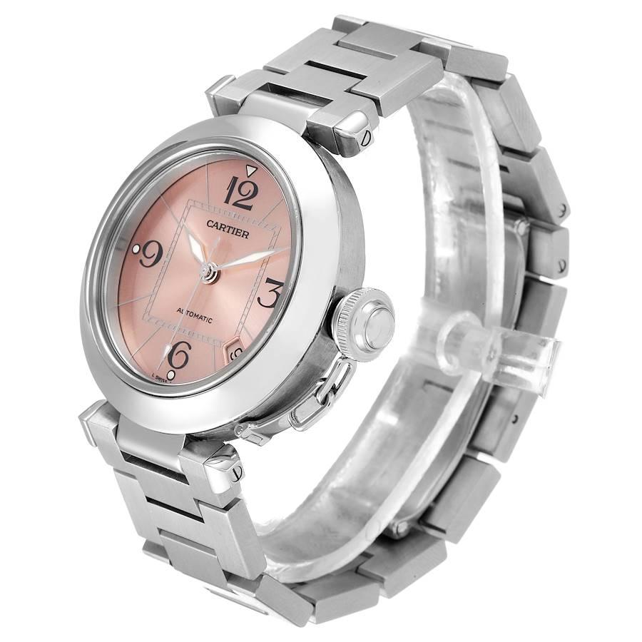 Cartier Pasha C Midsize Pink Dial Automatic Ladies Watch W31075M7 In Excellent Condition In Atlanta, GA