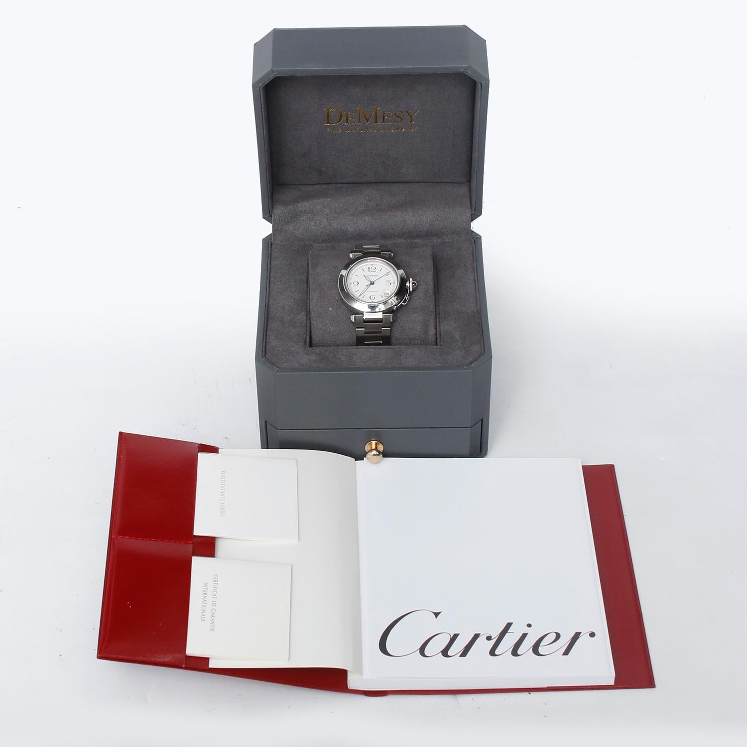 Cartier Pasha C Midsize Stainless Steel Men's or Ladies Watch 2324 W31015M7 For Sale 2