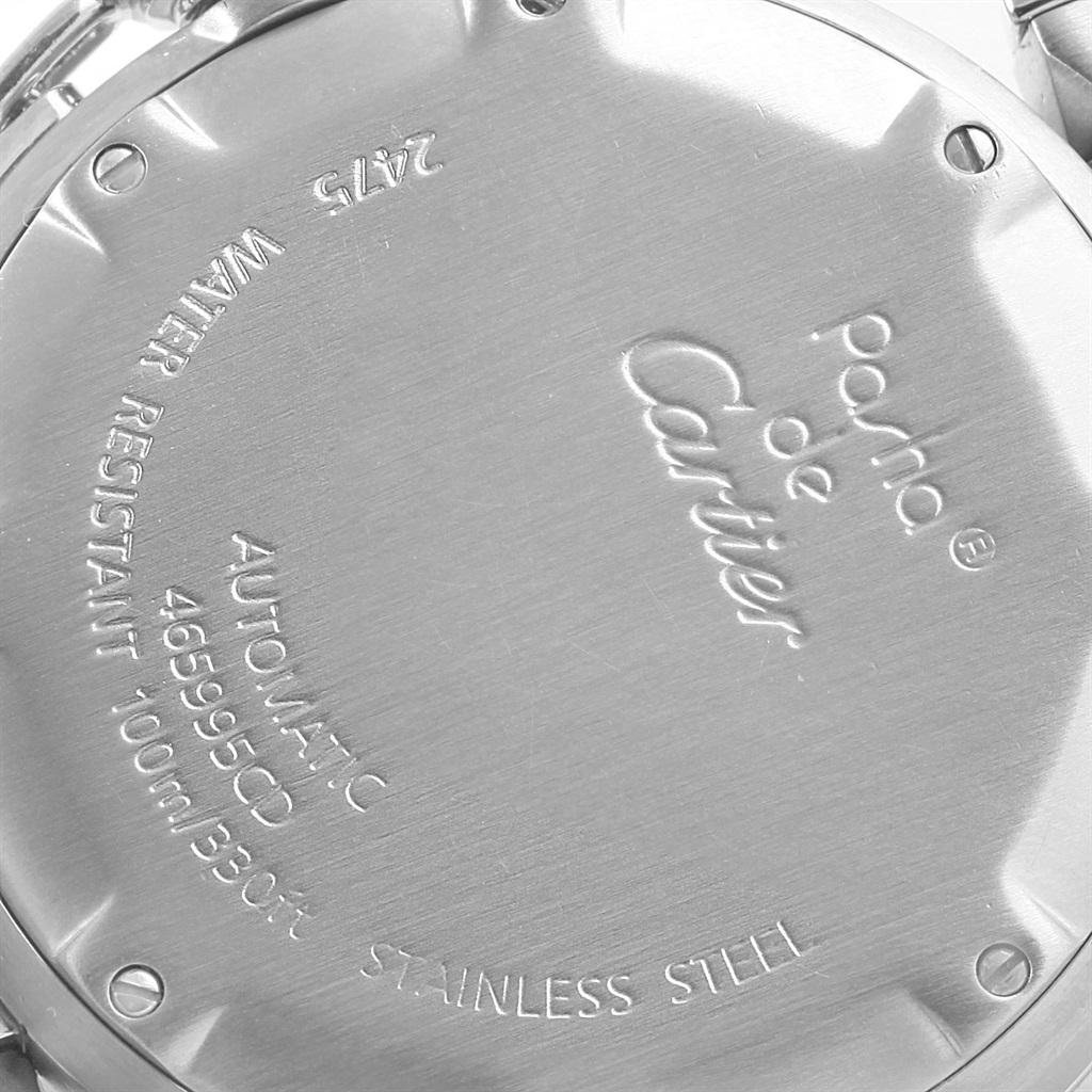 Cartier Pasha C Midsize Steel Blue Dial Big Date Watch W31047M7 In Excellent Condition In Atlanta, GA