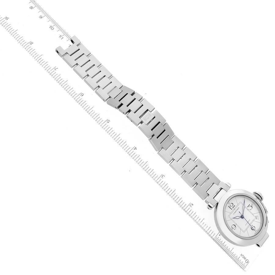 Cartier Pasha C Midsize White Dial Automatic Steel Mens Watch W31074M7 For Sale 3