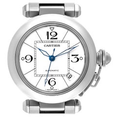 Cartier Pasha C Midsize Weißes Zifferblatt Automatik-Stahl-Herrenuhr W31074M7 Cartier Pasha C Midsize Weißes Zifferblatt Automatik-Stahl-Herrenuhr W31074M7