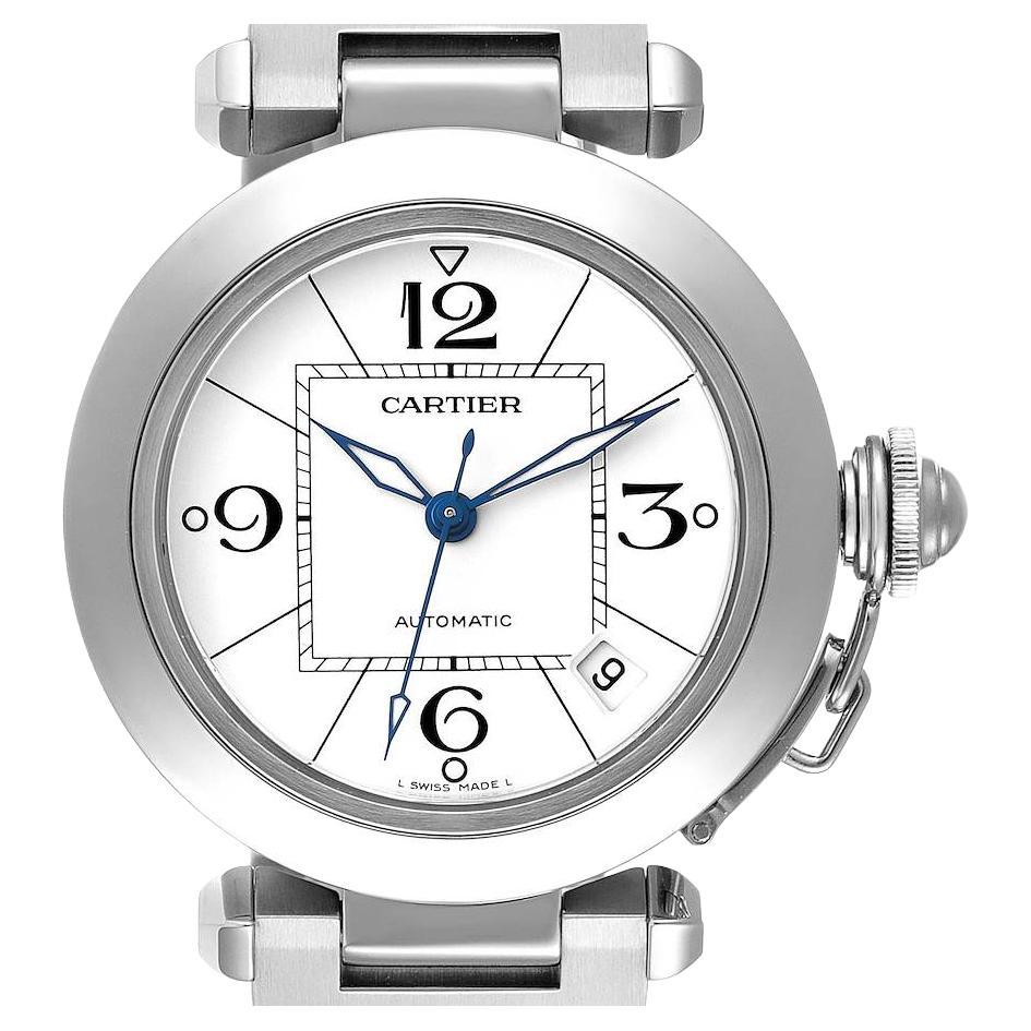 Cartier Pasha C Midsize White Dial Automatic Steel Mens Watch W31074M7 For Sale