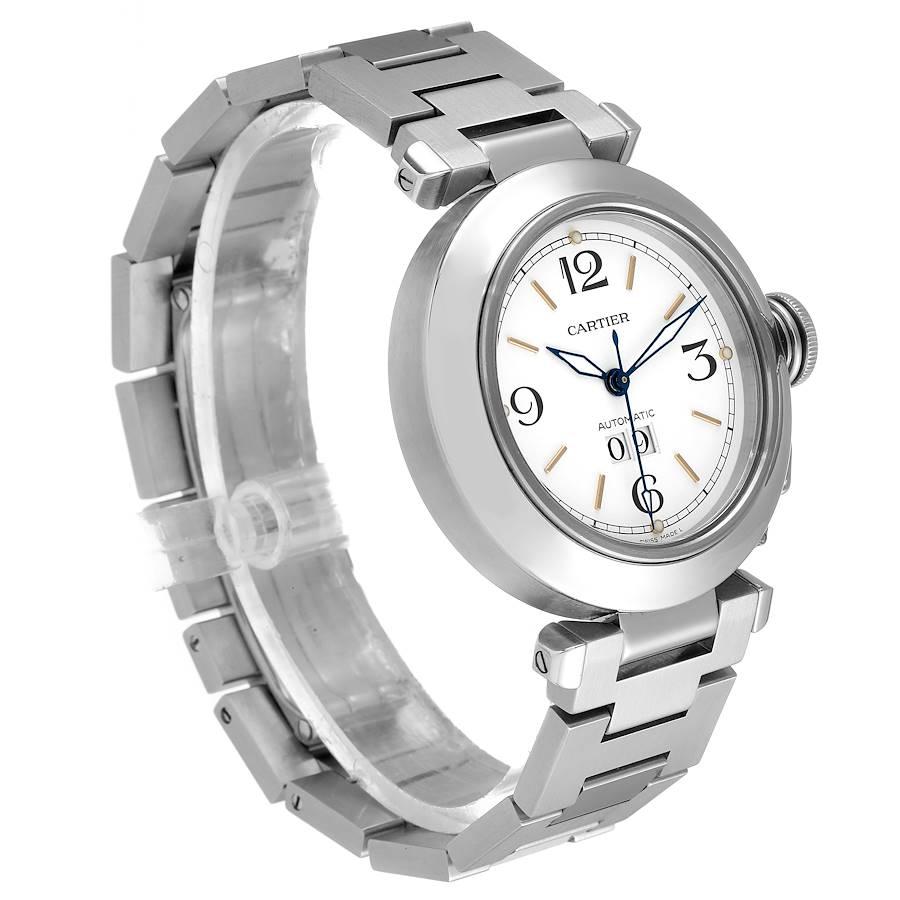 Cartier Pasha C Midsize White Dial Steel Unisex Watch W31044M7 In Excellent Condition For Sale In Atlanta, GA