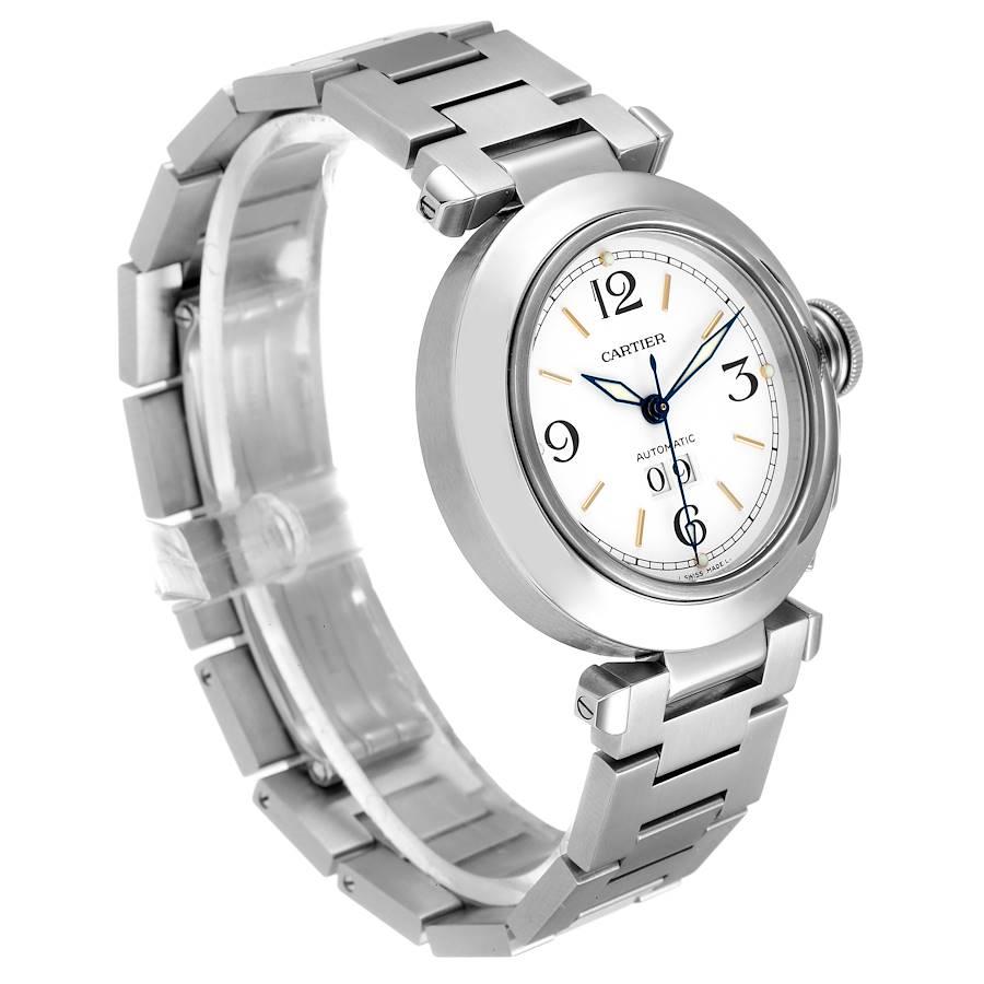 Cartier Pasha C Midsize White Dial Steel Unisex Watch W31044M7 In Excellent Condition For Sale In Atlanta, GA