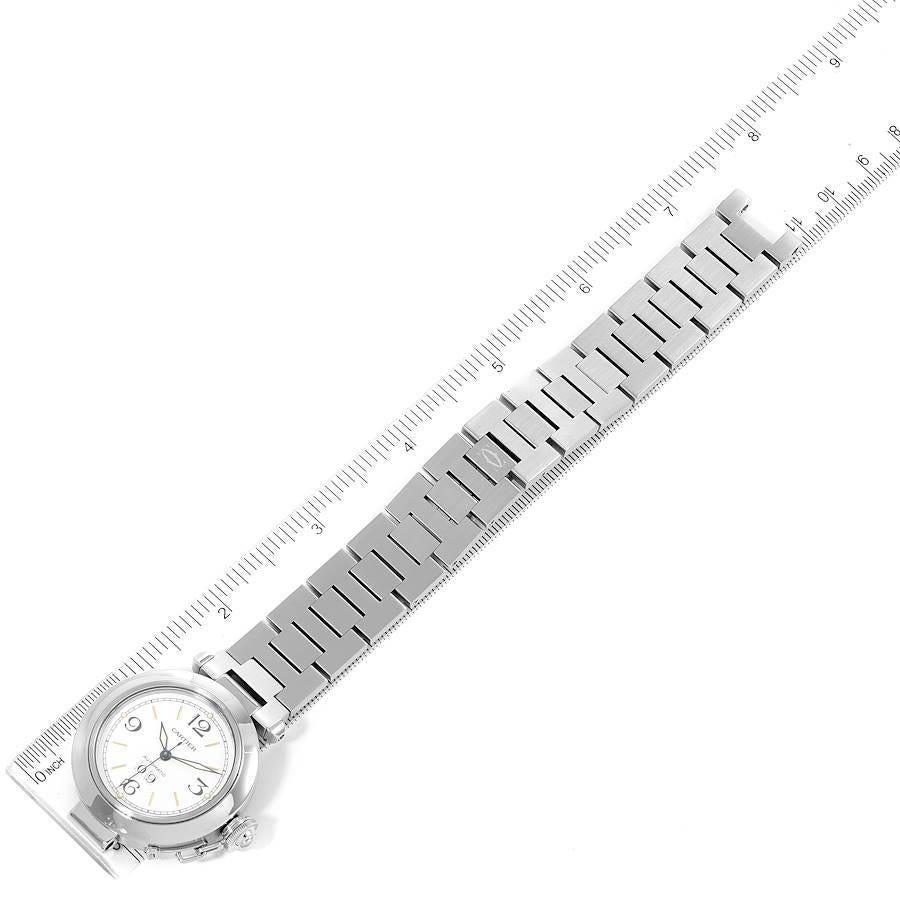 Cartier Pasha C Midsize White Dial Steel Unisex Watch W31044M7 For Sale 5