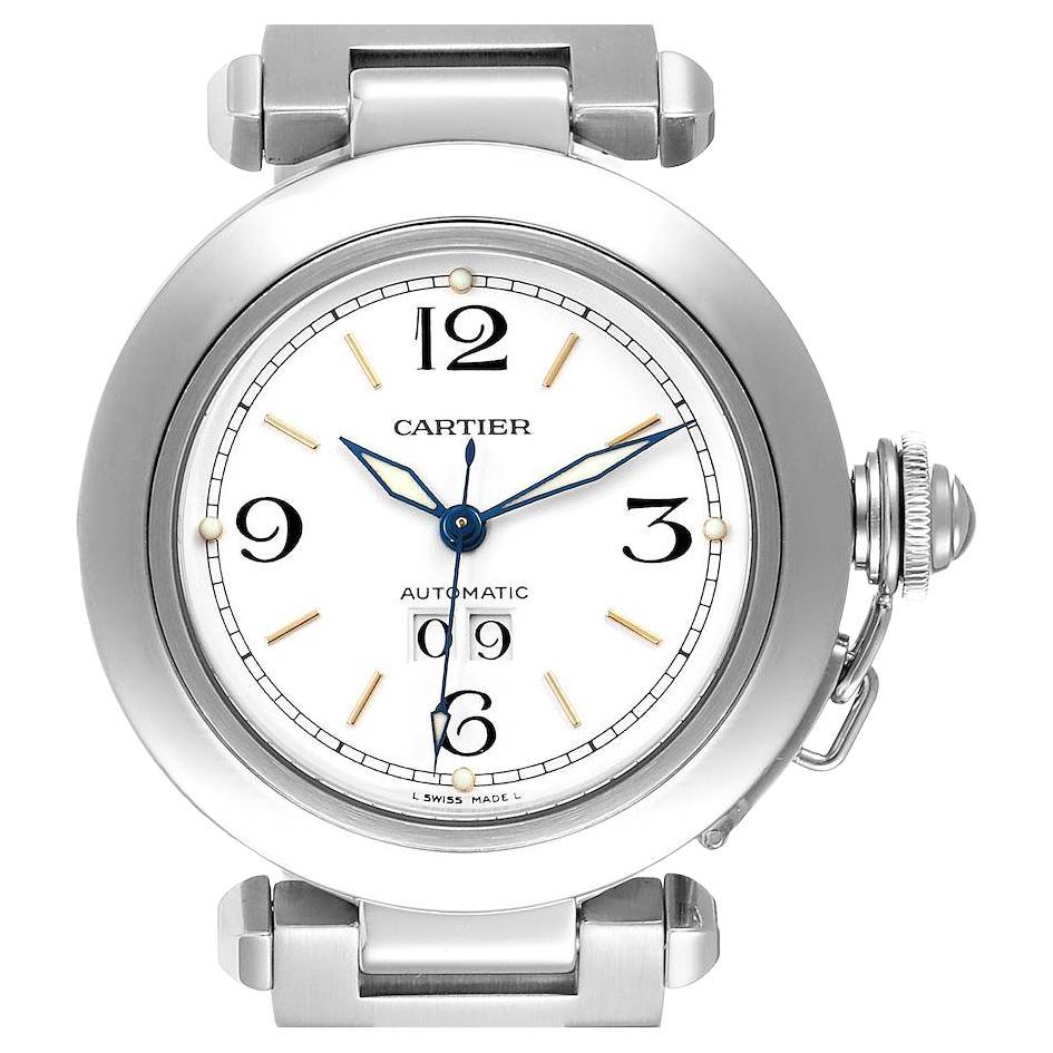 Cartier Pasha C Midsize White Dial Steel Unisex Watch W31044M7 For Sale