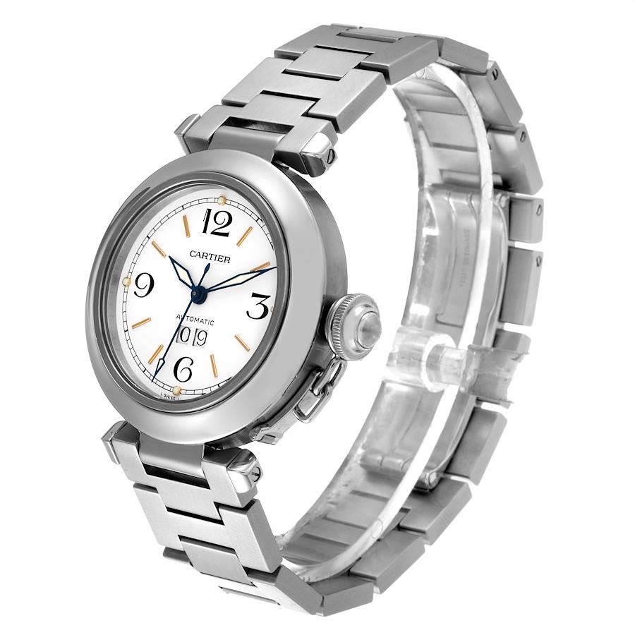 Cartier Pasha C Unisex-Uhr, Midsize, weißes Zifferblatt, Stahl W31044M7, Papiere im Angebot 1
