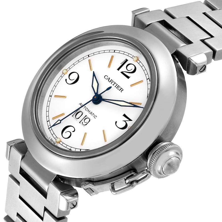 Cartier Pasha C Unisex-Uhr, Midsize, weißes Zifferblatt, Stahl W31044M7, Papiere im Angebot 2