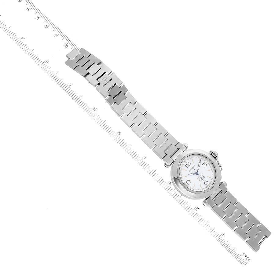Cartier Pasha C Unisex-Uhr, Midsize, weißes Zifferblatt, Stahl W31044M7, Papiere im Angebot 5