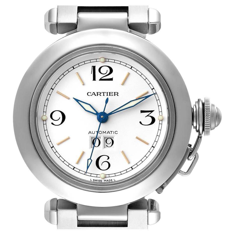 Cartier Pasha C Unisex-Uhr, Midsize, weißes Zifferblatt, Stahl W31044M7, Papiere