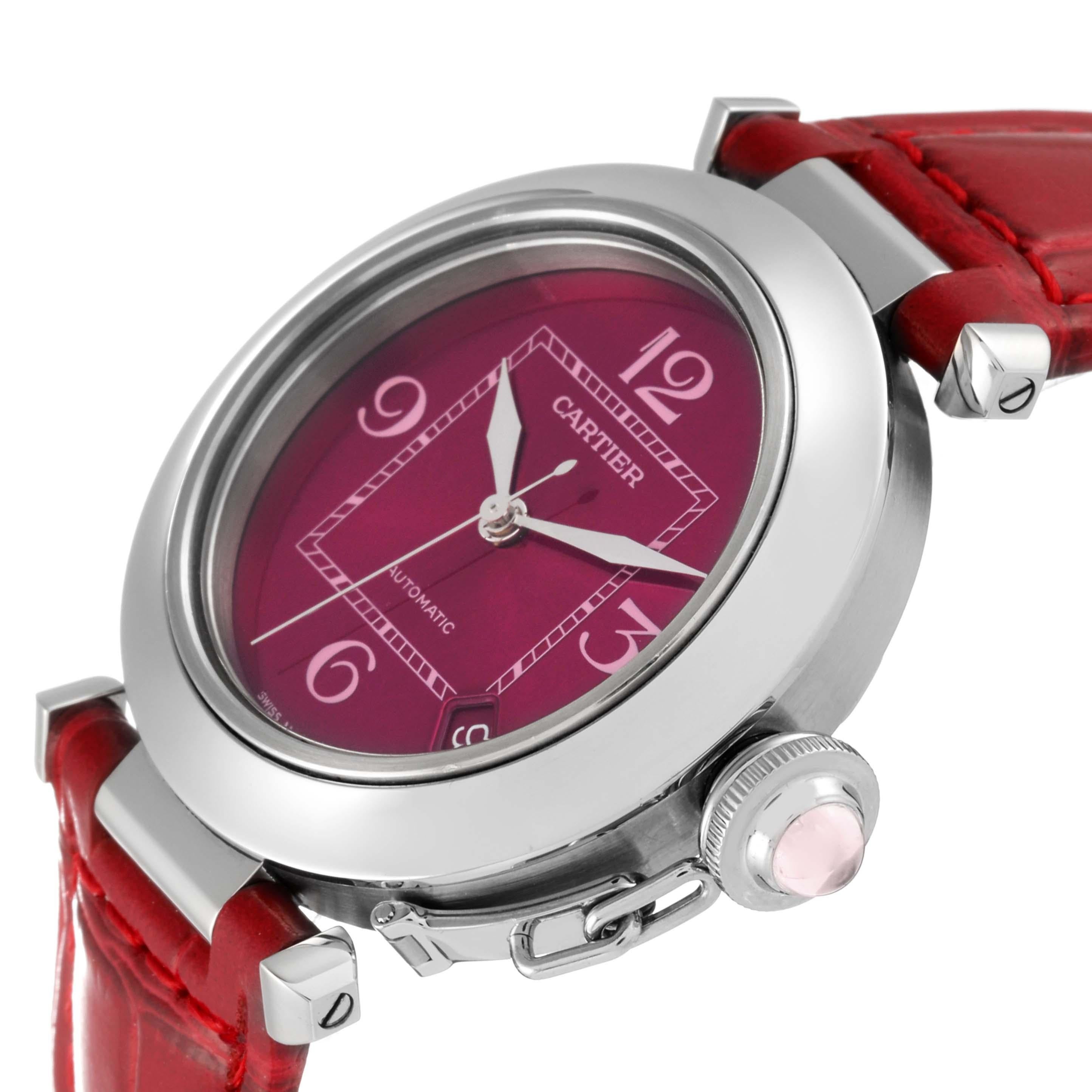 Cartier Pasha C Raspberry Dial Limited Edition Steel Ladies Watch W3108299 1