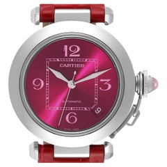 Cartier Pasha C Raspberry Dial Limited Edition Steel Ladies Watch W3108299