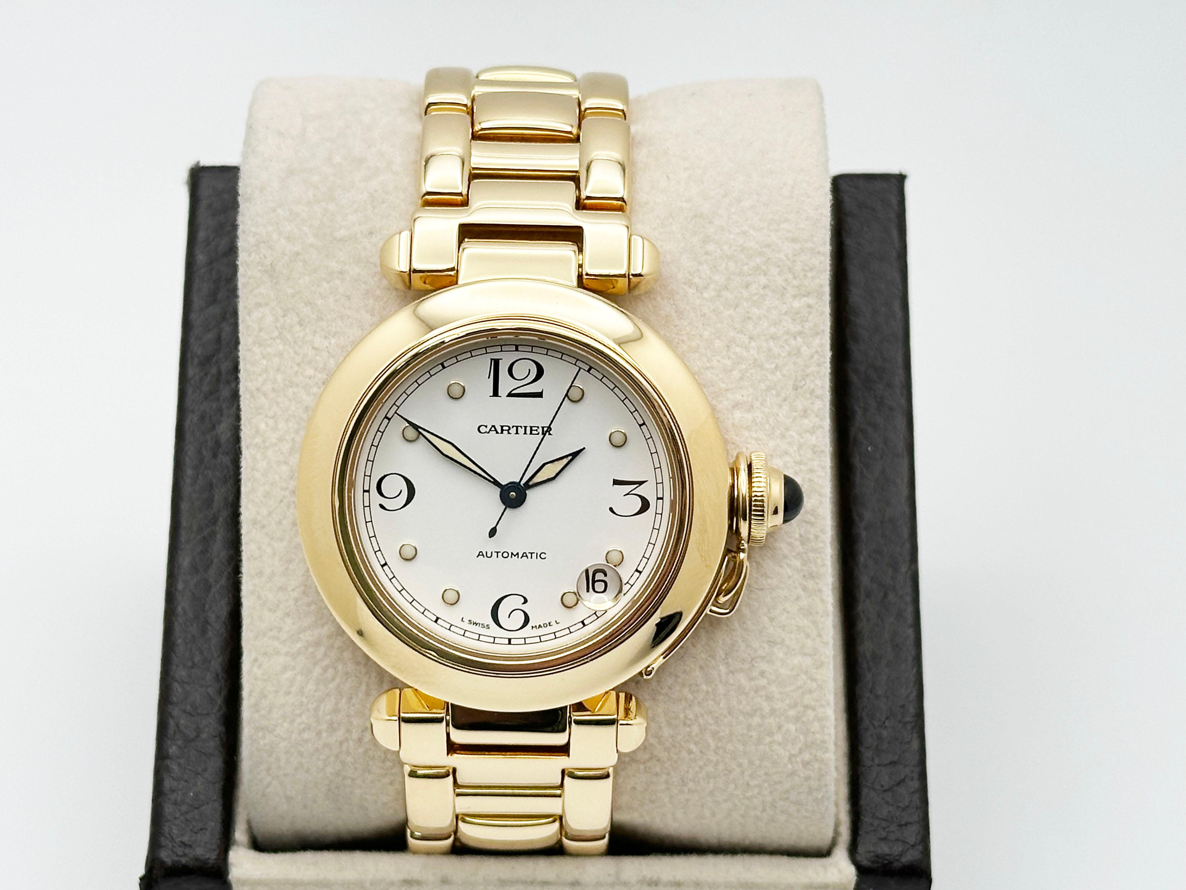 Cartier Pasha C Ref 1035 Esfera Blanca Oro Amarillo 18K 35mm