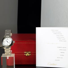 Cartier Pasha C W31074M7 35mm Steel White Arabic Dial Automatic Full Set Watch