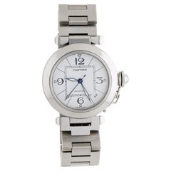 Cartier Pasha C W31074M7 35mm Steel White Arabic Dial Automatic Full Set Watch