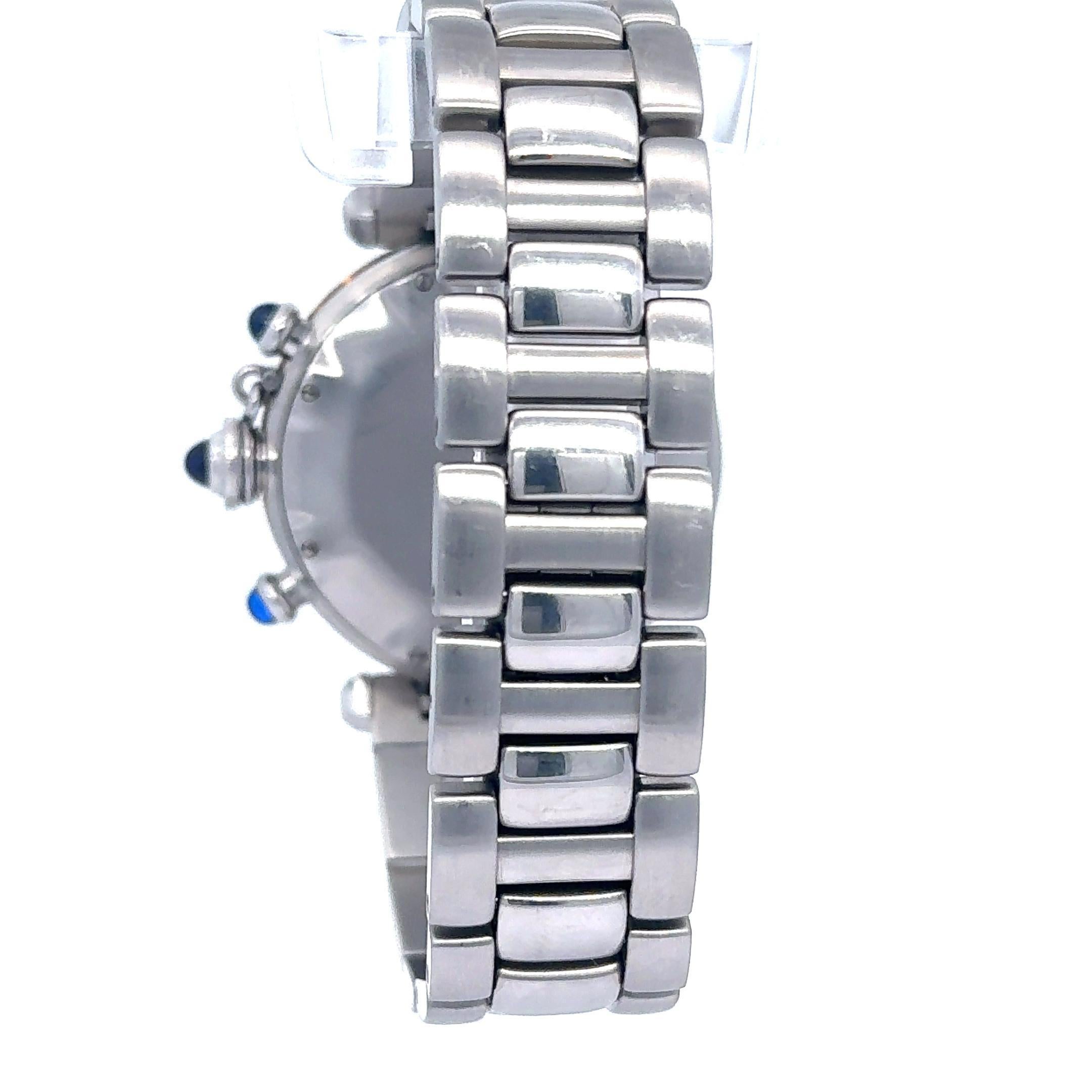 Cartier Pasha Chronograph 1032 zweifarbig Herren 38mm Quarzuhr im Zustand „Gut“ im Angebot in Palm Beach, FL