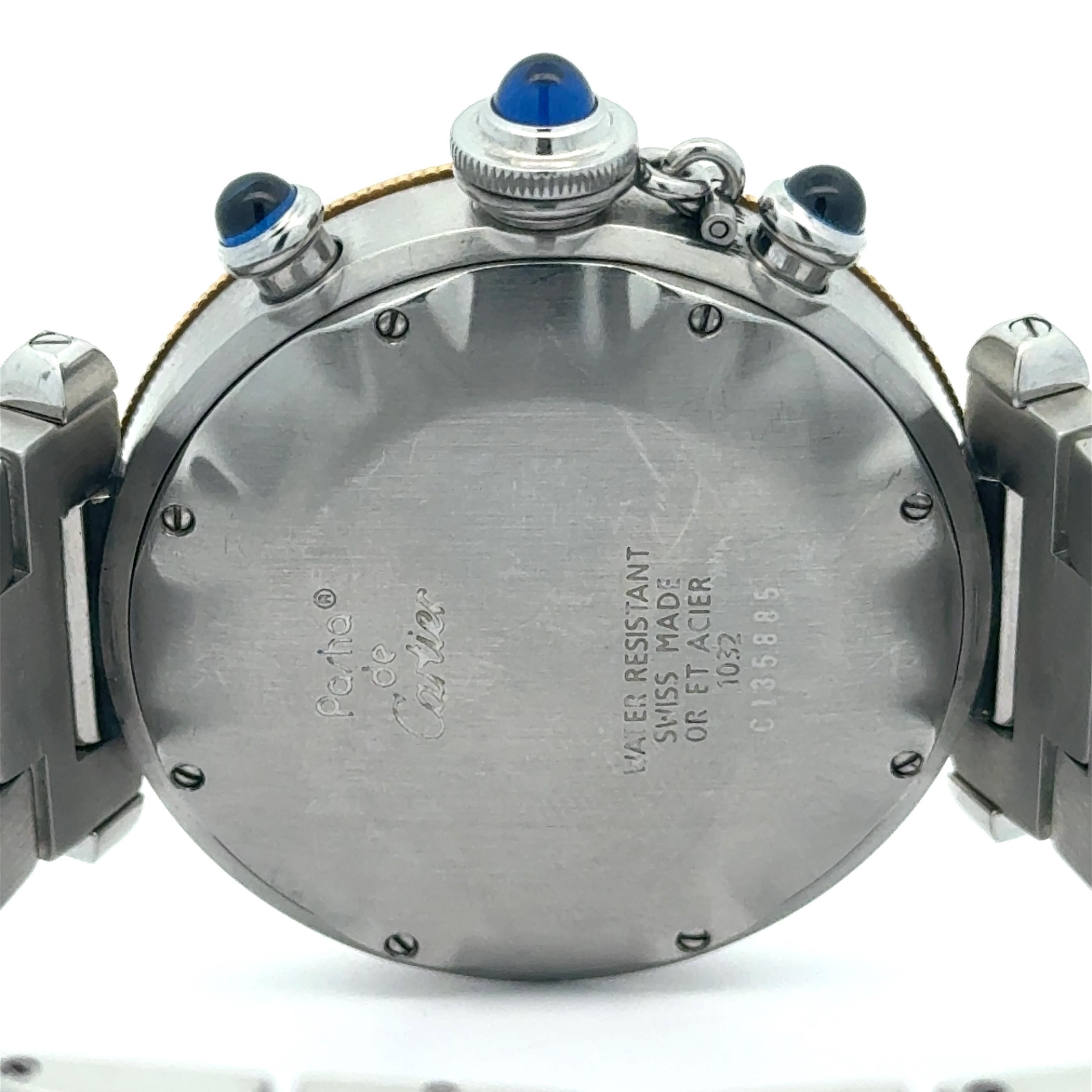 Cartier Pasha Chronograph 1032 zweifarbig Herren 38mm Quarzuhr im Angebot 2