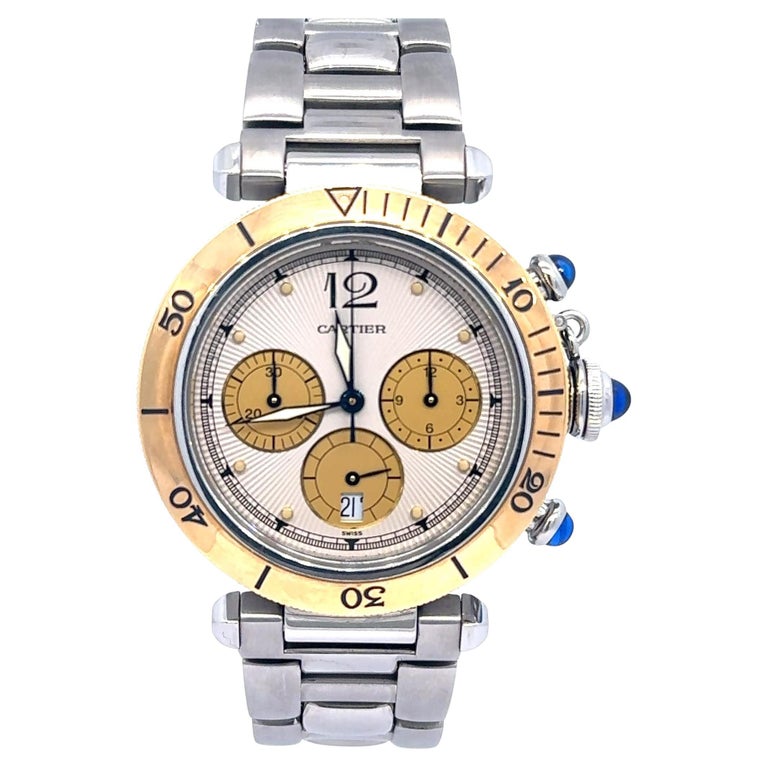 Cartier Pasha Chronograph 1032 Two Tone Men 38mm Quartz Watch En