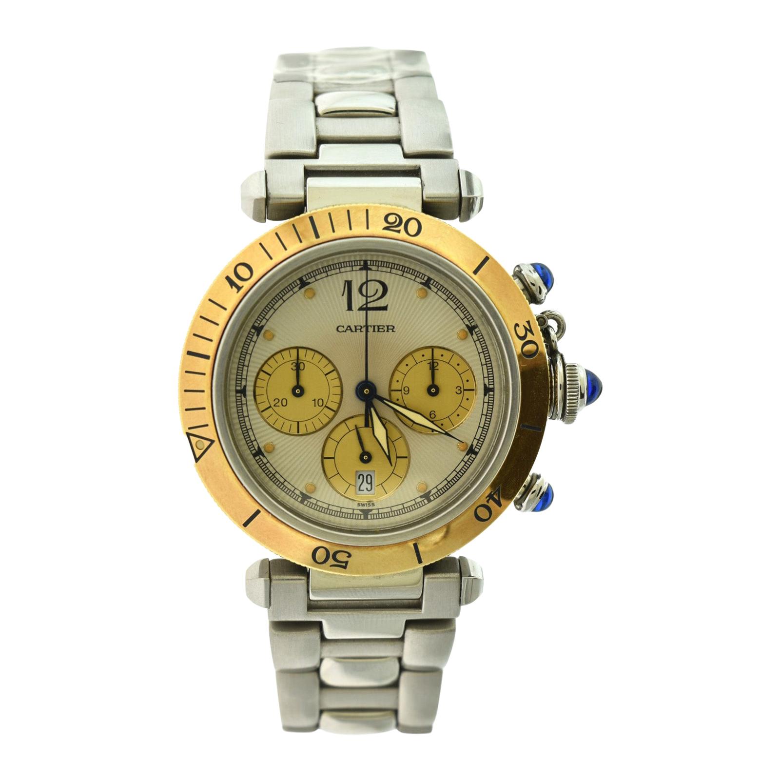 Cartier Pasha Chronograph 1032 Two Tone Steel, Yellow Gold Watch 'Y-41'
