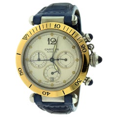 Cartier Pasha Chronograph 2113 18 Karat Yellow Gold/Steel Alligator Watch 'Y-2'