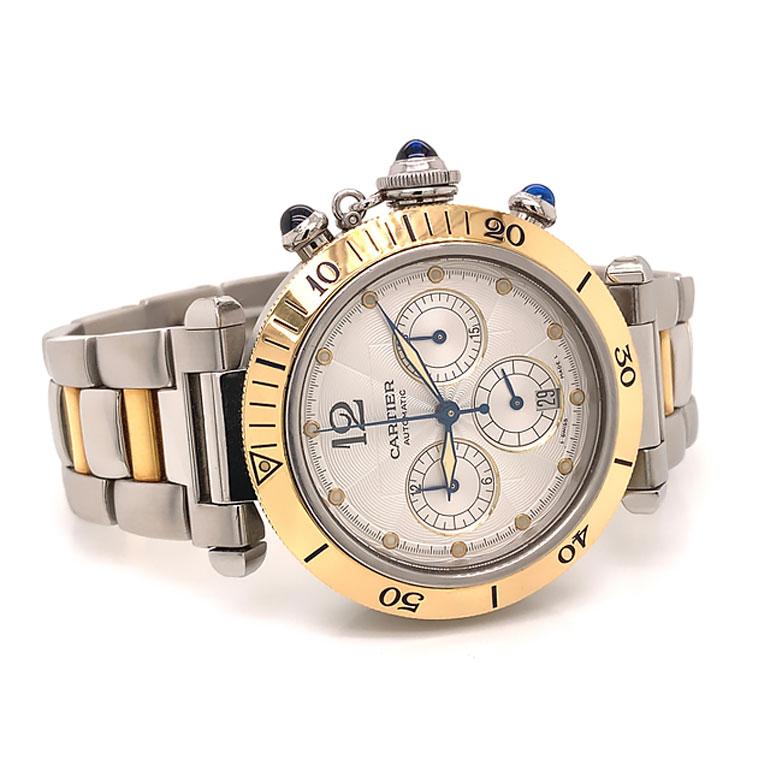 Cartier Pasha Chronograph, 18K Gold & Stahl Automatikuhr, Referenz 2113 (Moderne)