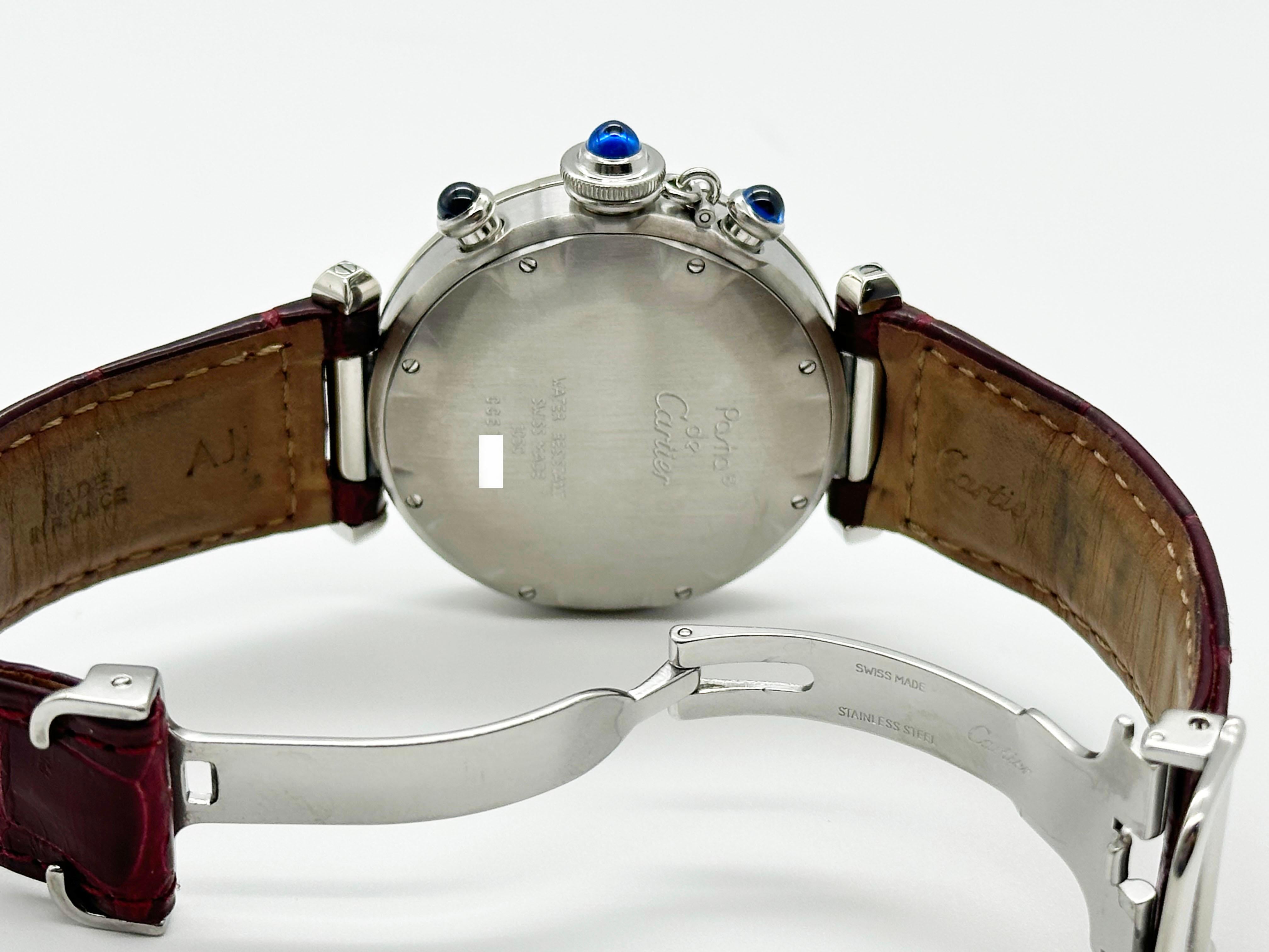 Cartier Pasha Chronograph Ref 1050 38mm Diamond Bezel Stainless Steel 2