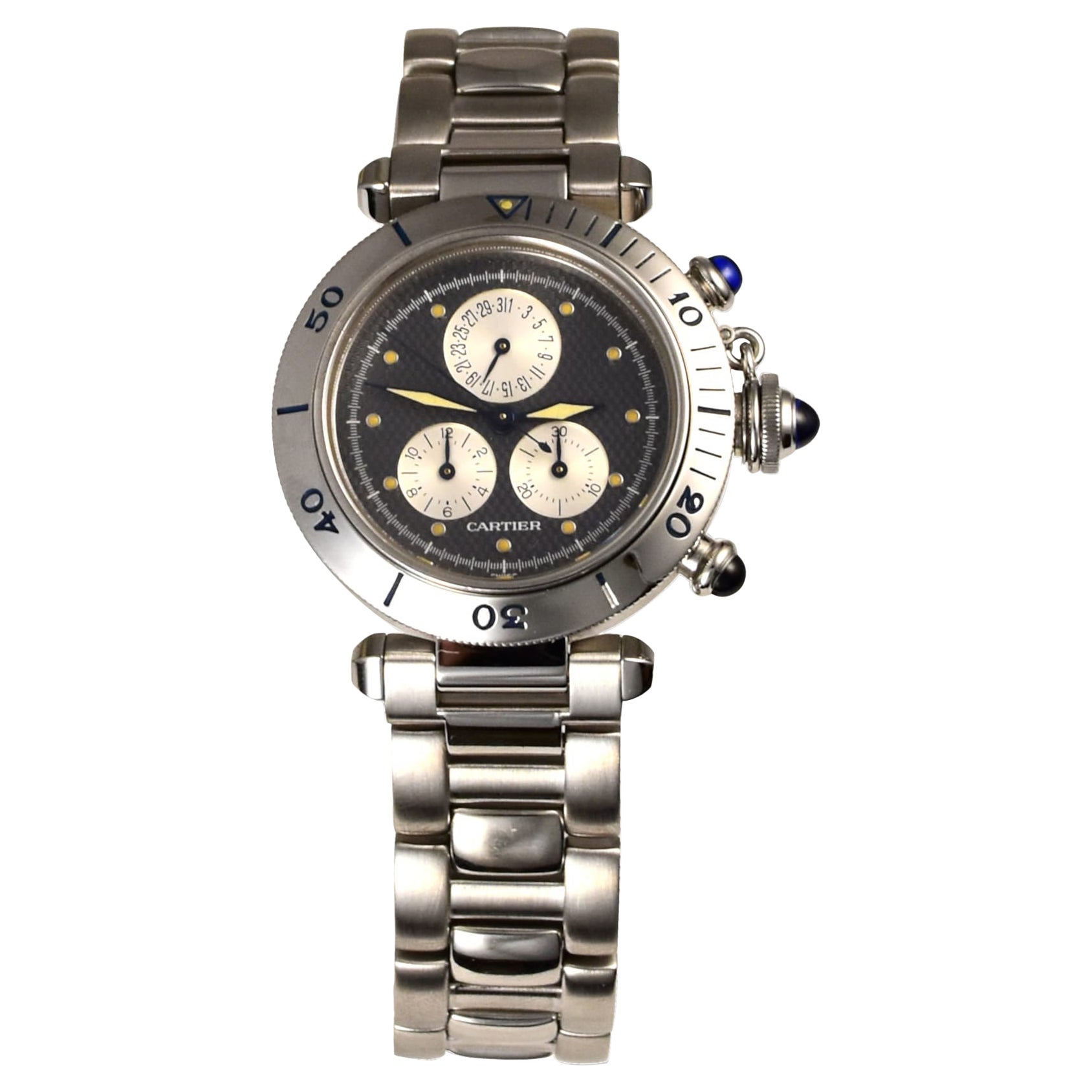 Cartier Pasha Cronógrafo Ref. 1352 Reloj de acero inoxidable