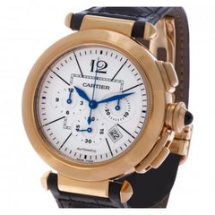 Cartier Pasha Chronograph Rose Gold and Leather Wristwhatch
