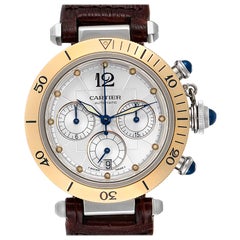 Cartier Montre chronographe Pasha en acier et or jaune pour hommes W3014051