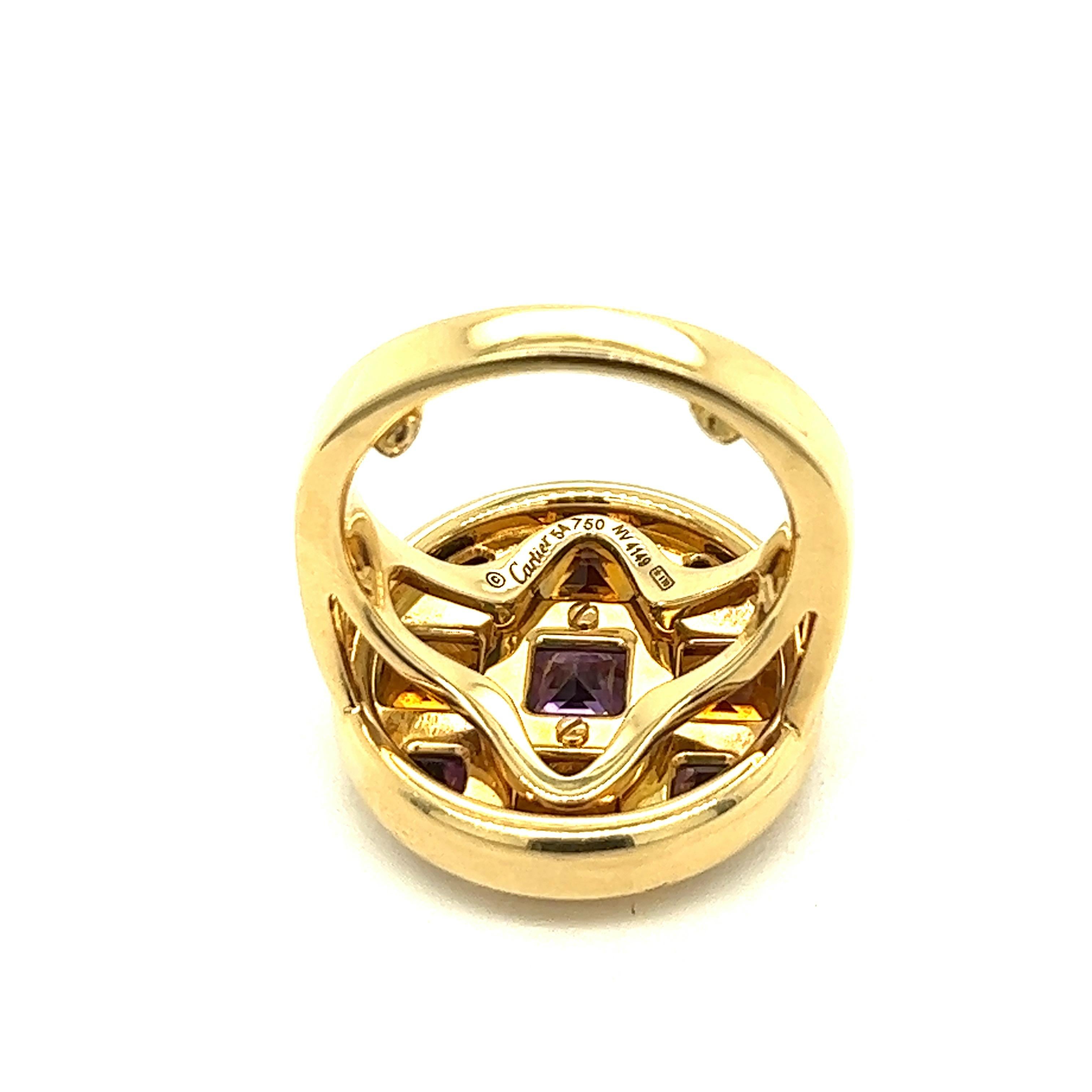Cartier Pasha Citrine & Amethyst Round Ring For Sale 4